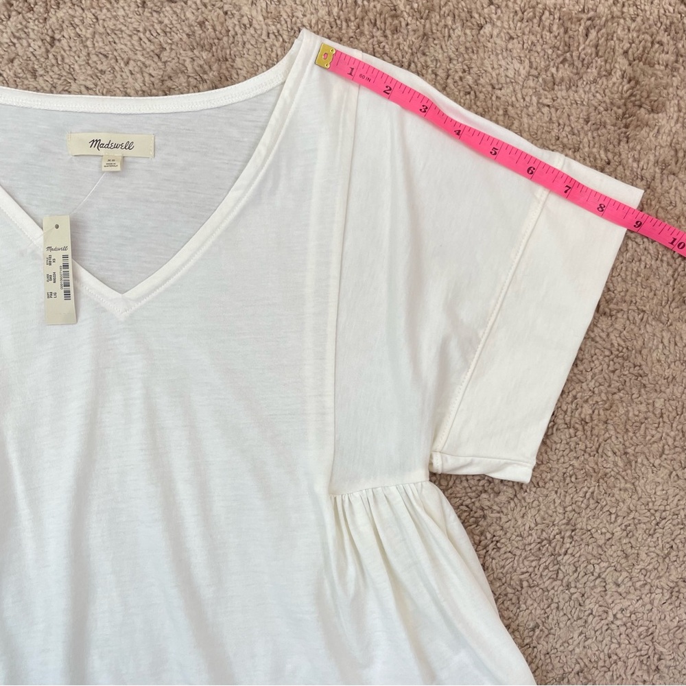 Madewell Supima Cotton Flutter-Sleeve Tee Shirt Top in Lighthouse Size XS NEW - Picture 10 of 13